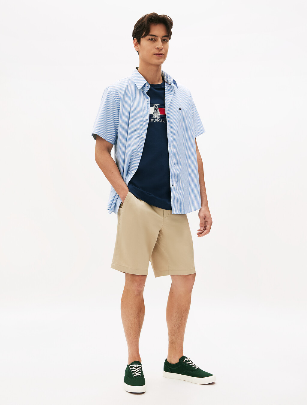 Oxford Stripe Short Sleeve Shirt, Shirt Blue / Stripes, hi-res