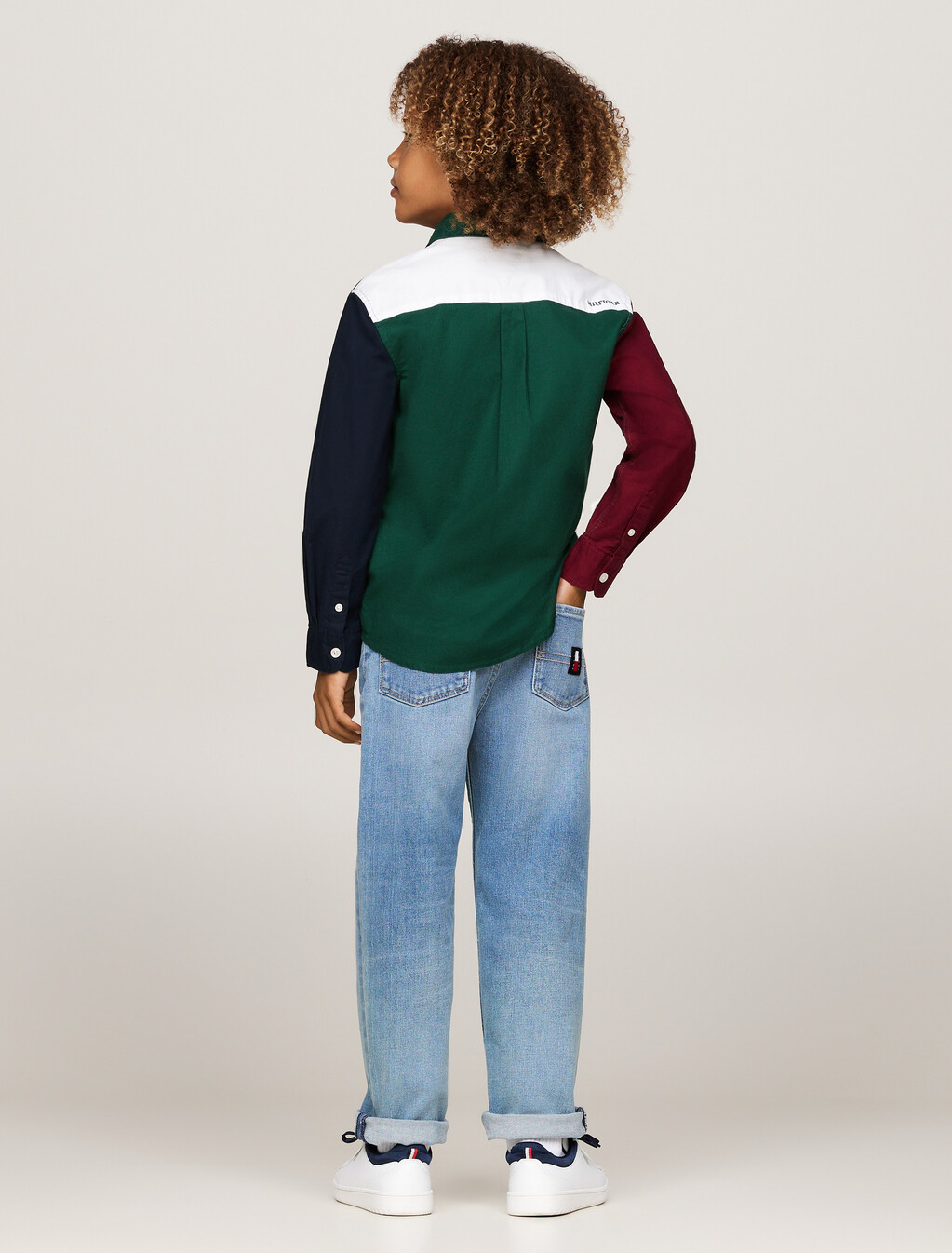 Boys Color Block Shirt, Ornamental Green / Rouge / Blue, hi-res