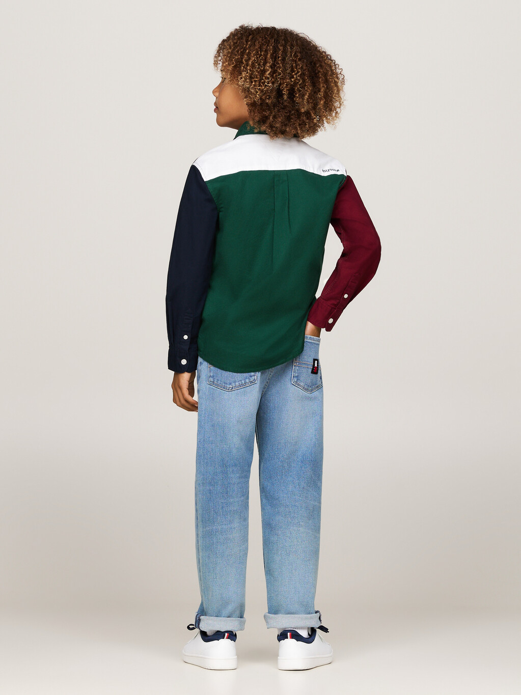 Boys Color Block Shirt, Ornamental Green / Rouge / Blue, hi-res