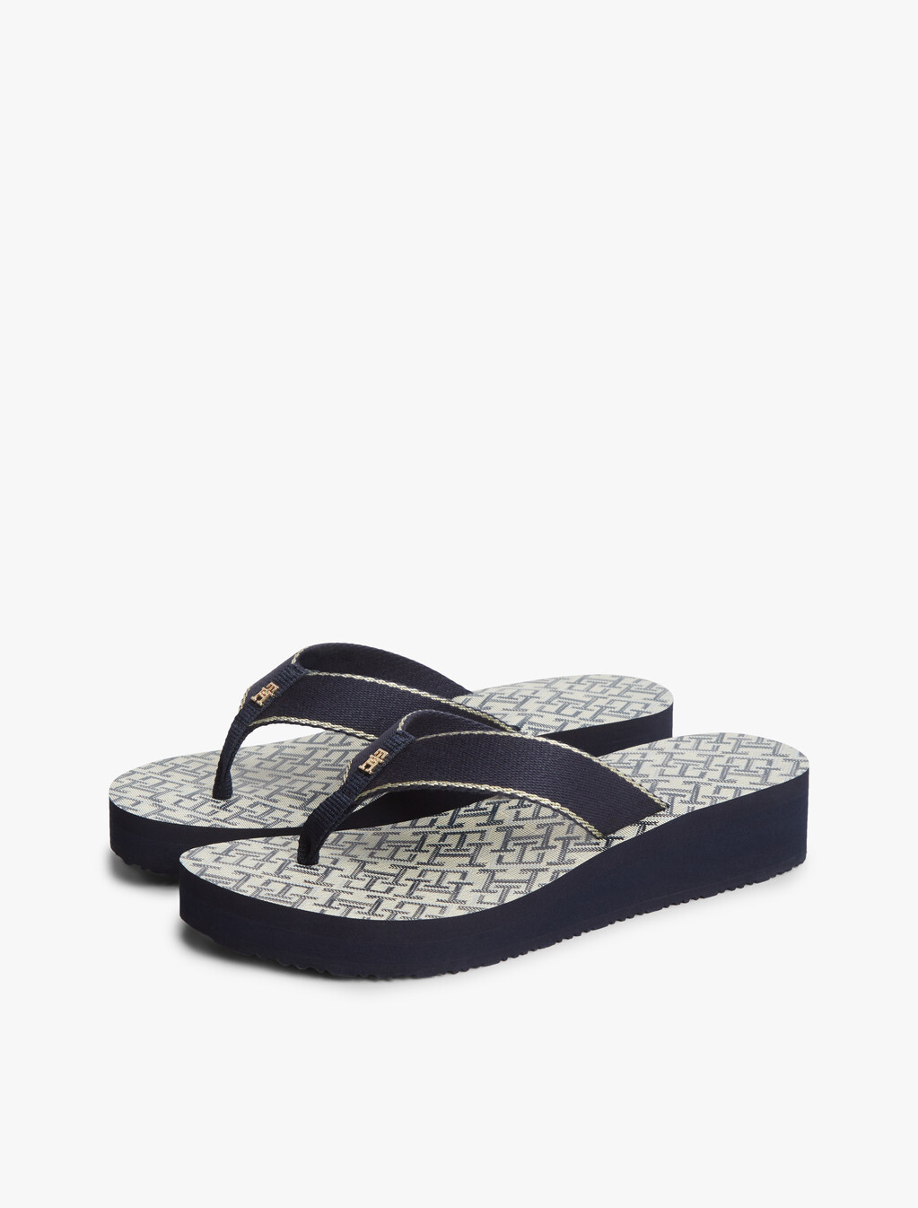 TH Monogram Wedge Heel Flip-Flops, Space Blue, hi-res