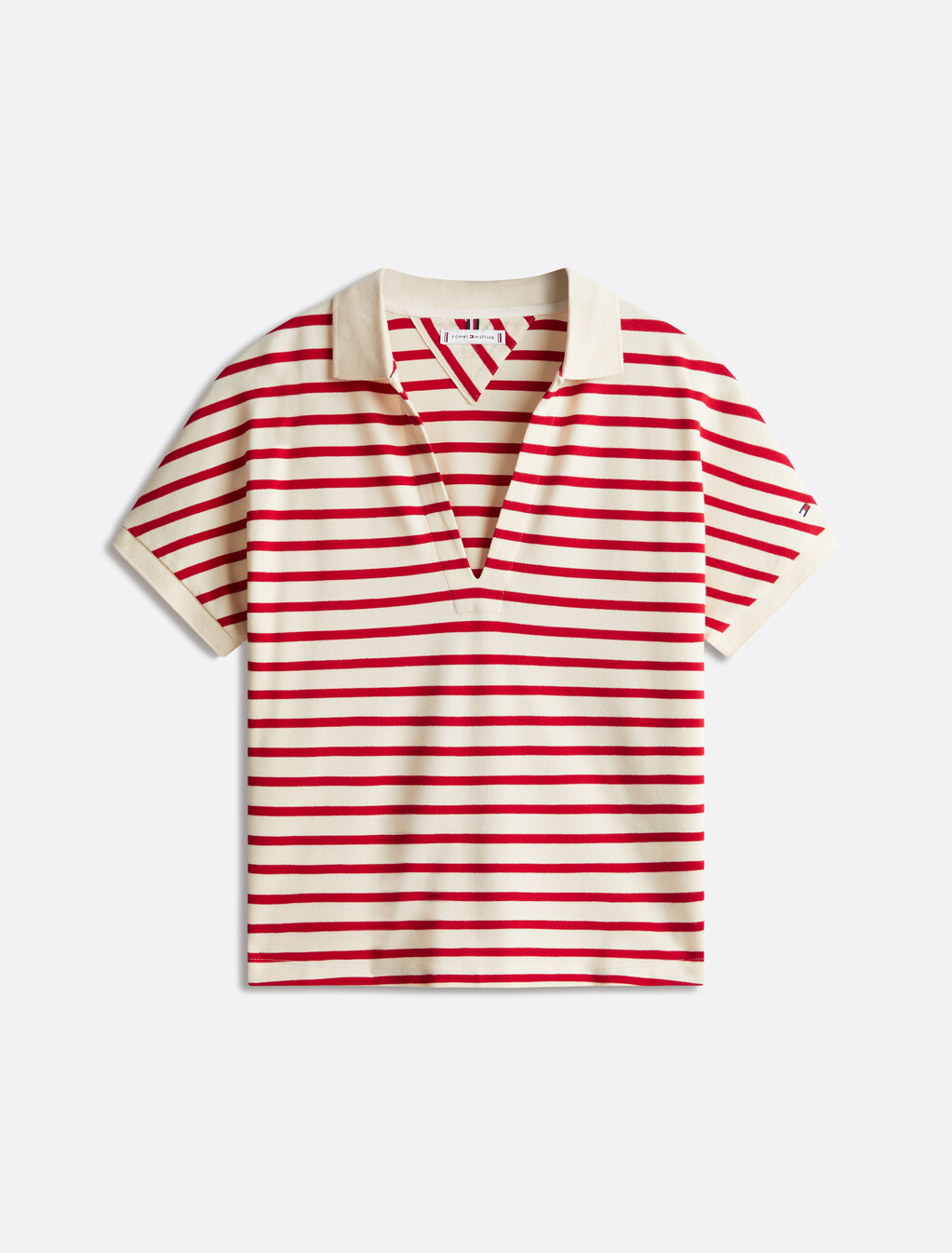 Relaxed Polo Shirt, Calico/Primary Red M Stp, hi-res