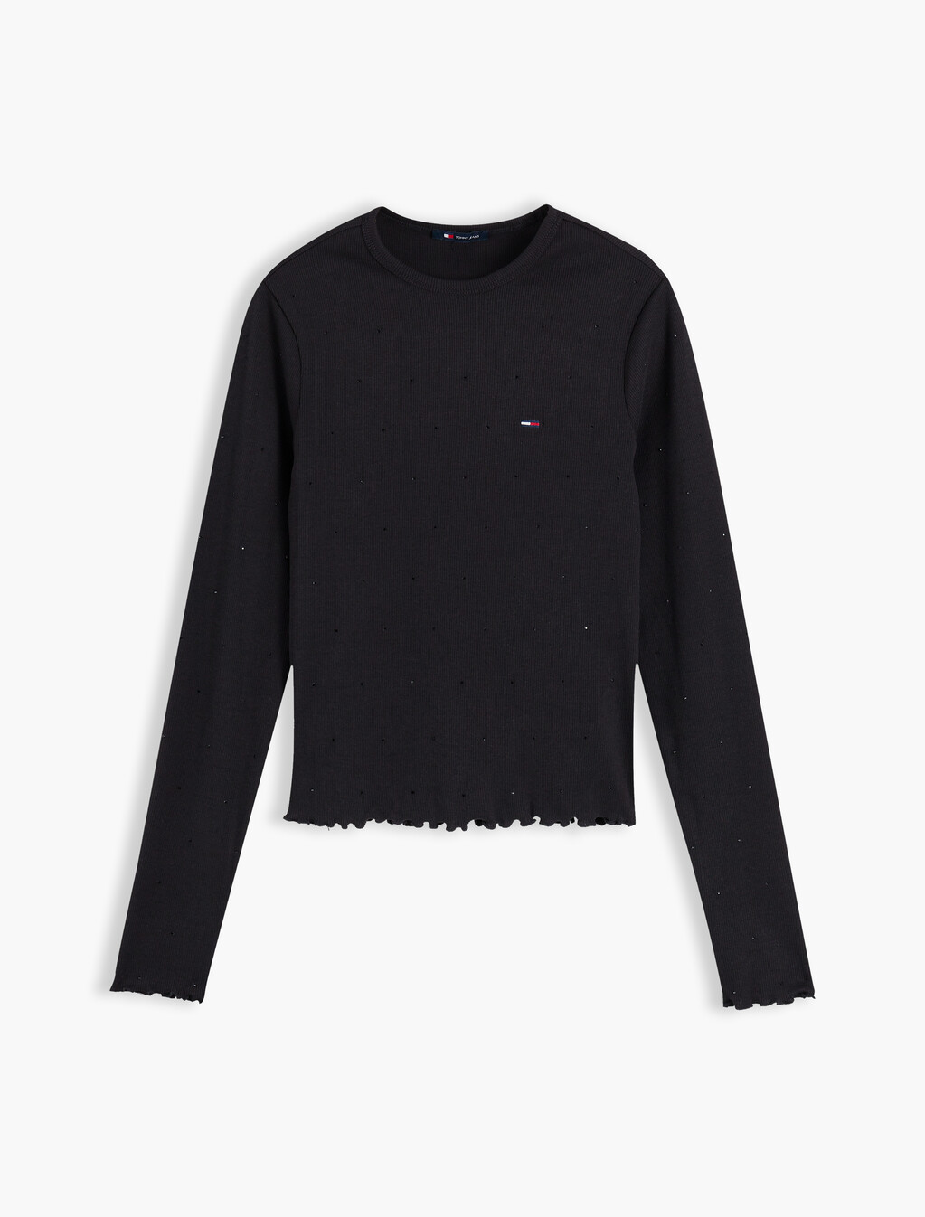 Slim Ribbed Long Sleeve T-Shirt, Black, hi-res