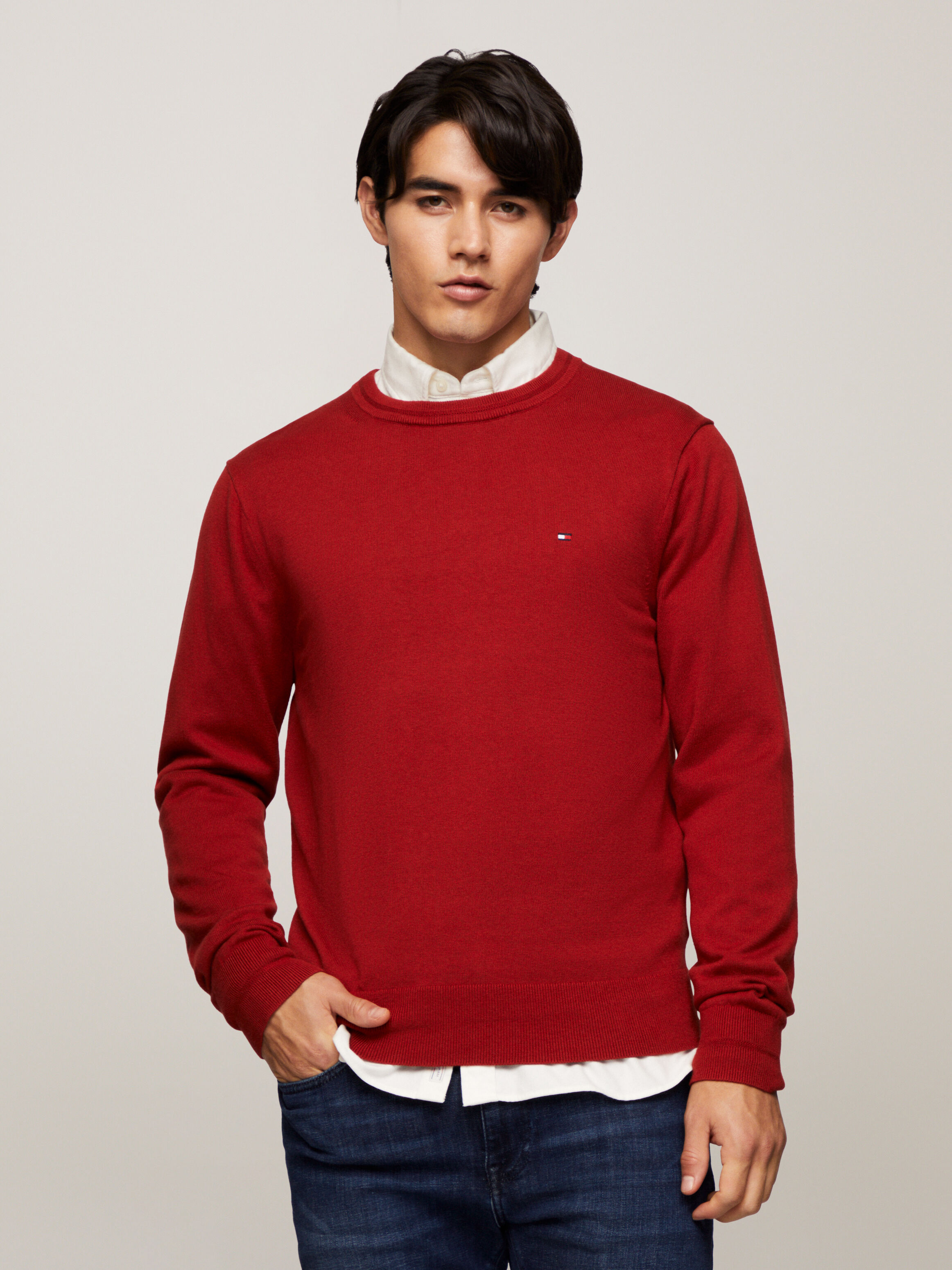 Tommy hilfiger red crew neck top