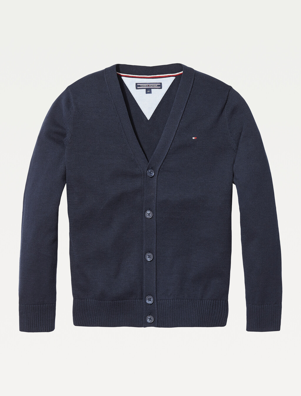 Boys Basic V Neck Cardigan, Sky Captain, hi-res