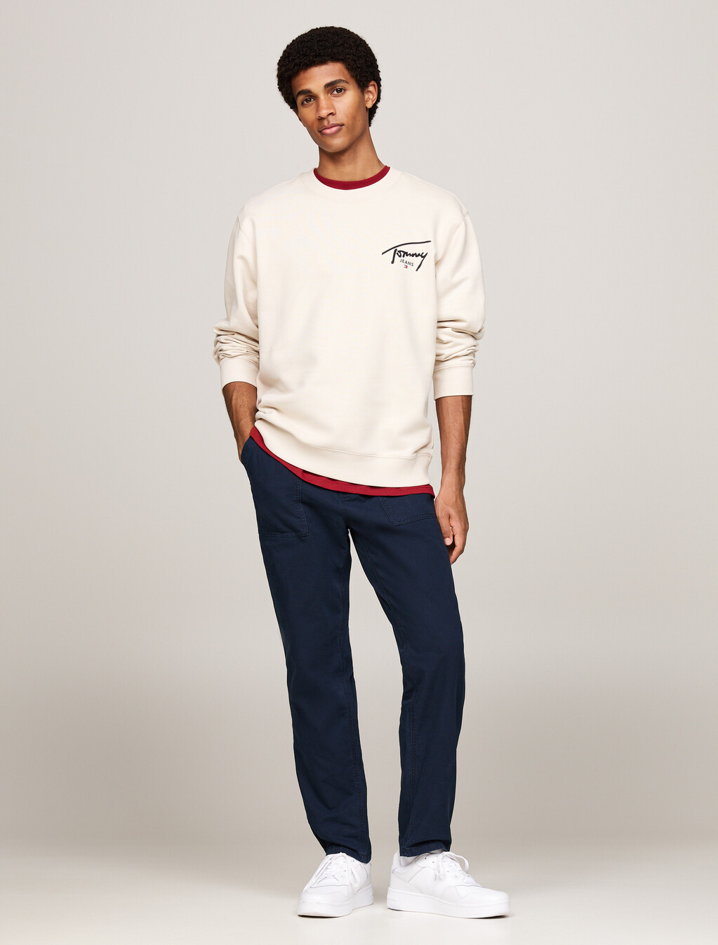 Signature Logo Back Graphic Sweatshirt, Newsprint, hi-res