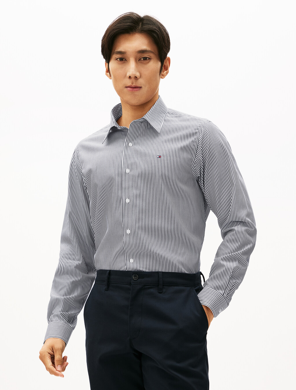 Non Iron Stripe Long Sleeve Shirt, Desert Sky / Stripes, hi-res