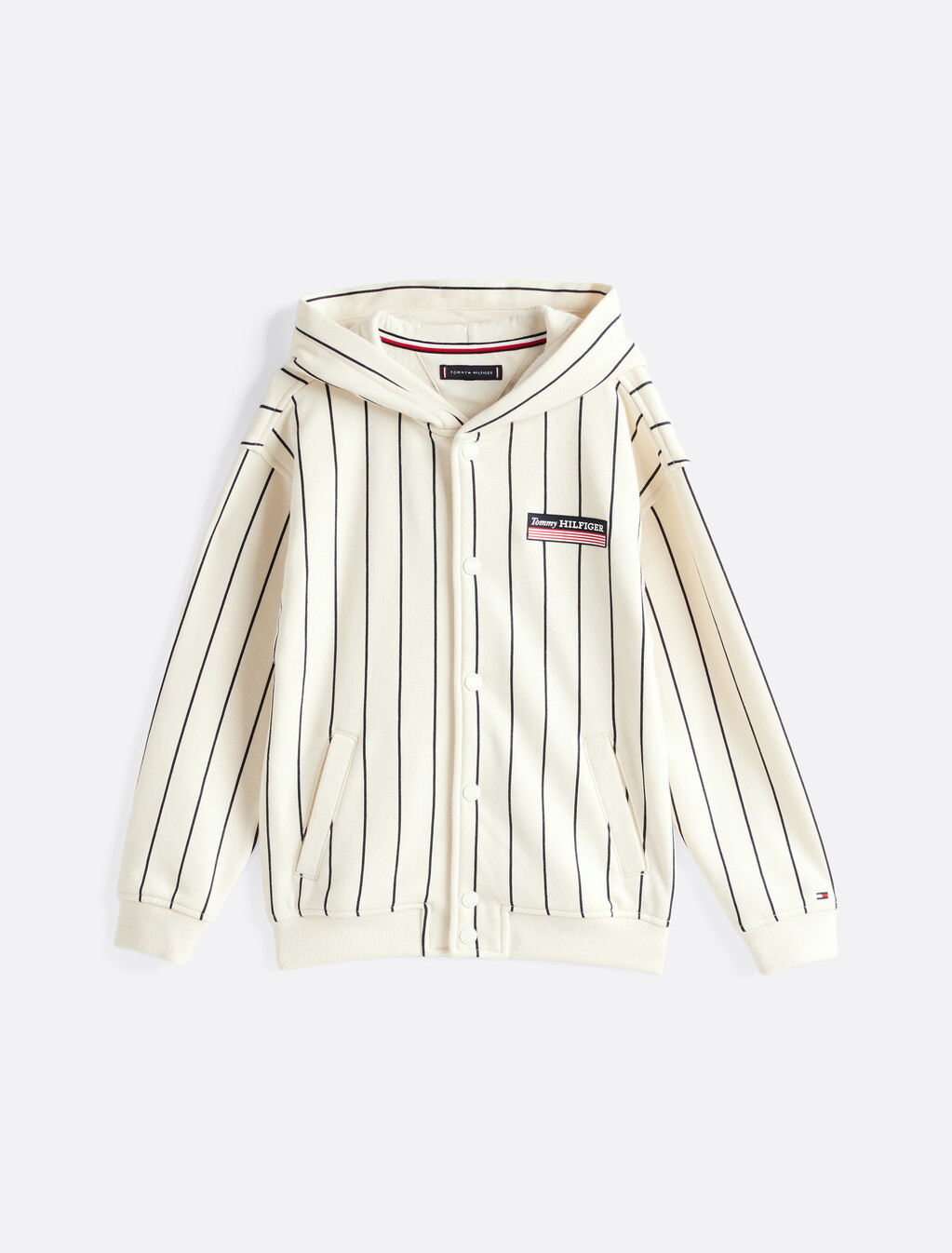 Hilfiger Monotype Stripe Bomber Hoody, White Stripe, hi-res