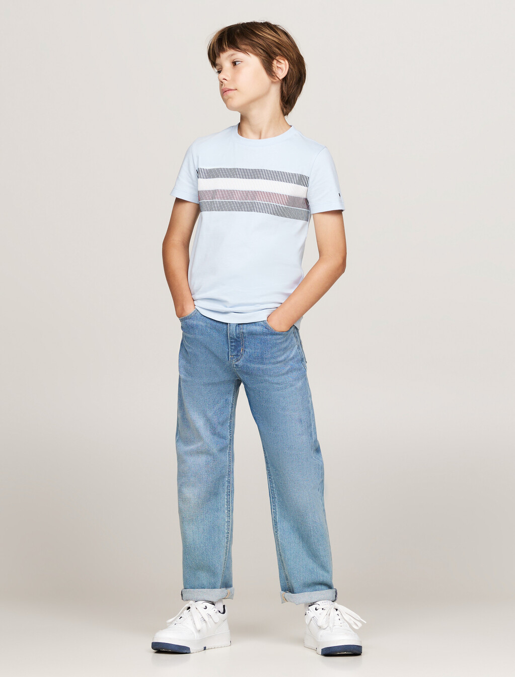 Global Stripe Crew Neck T-Shirt, Breezy Blue, hi-res