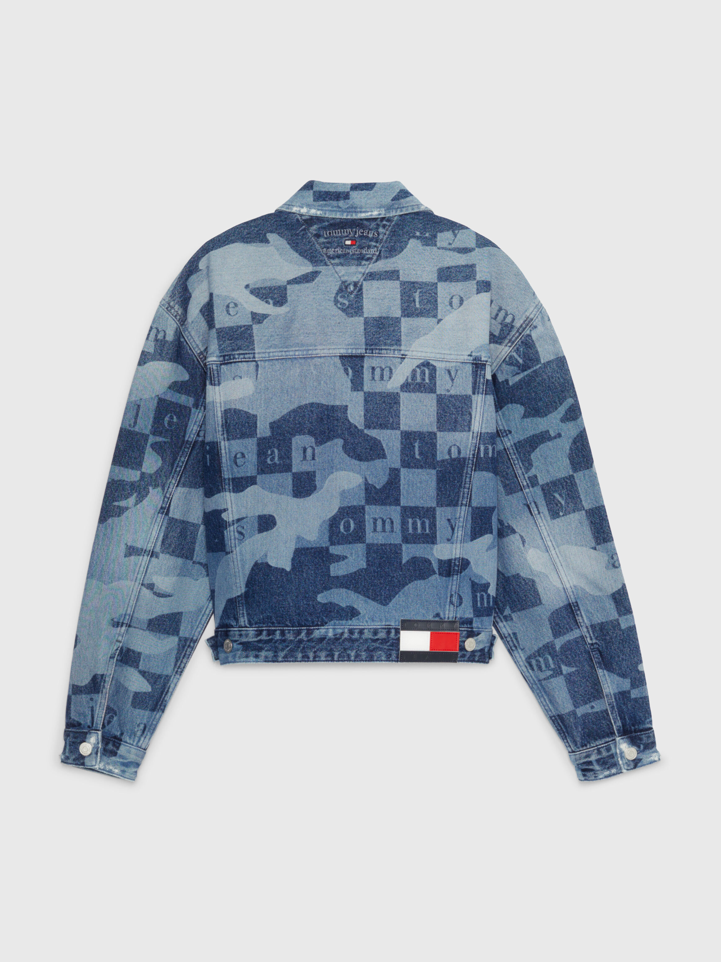 Denim graphic sales trucker jacket