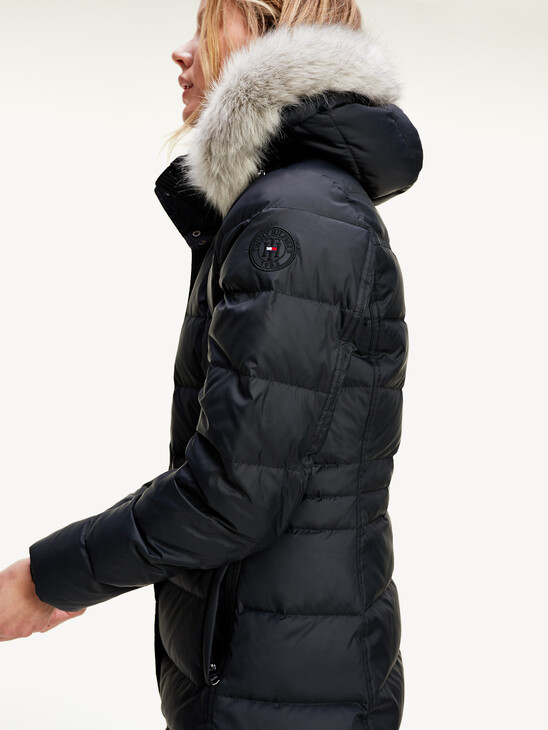 Essential Down-Filled Faux Fur Trim Coat
