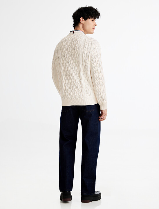 Cable Knit Letterman Applique Sweater