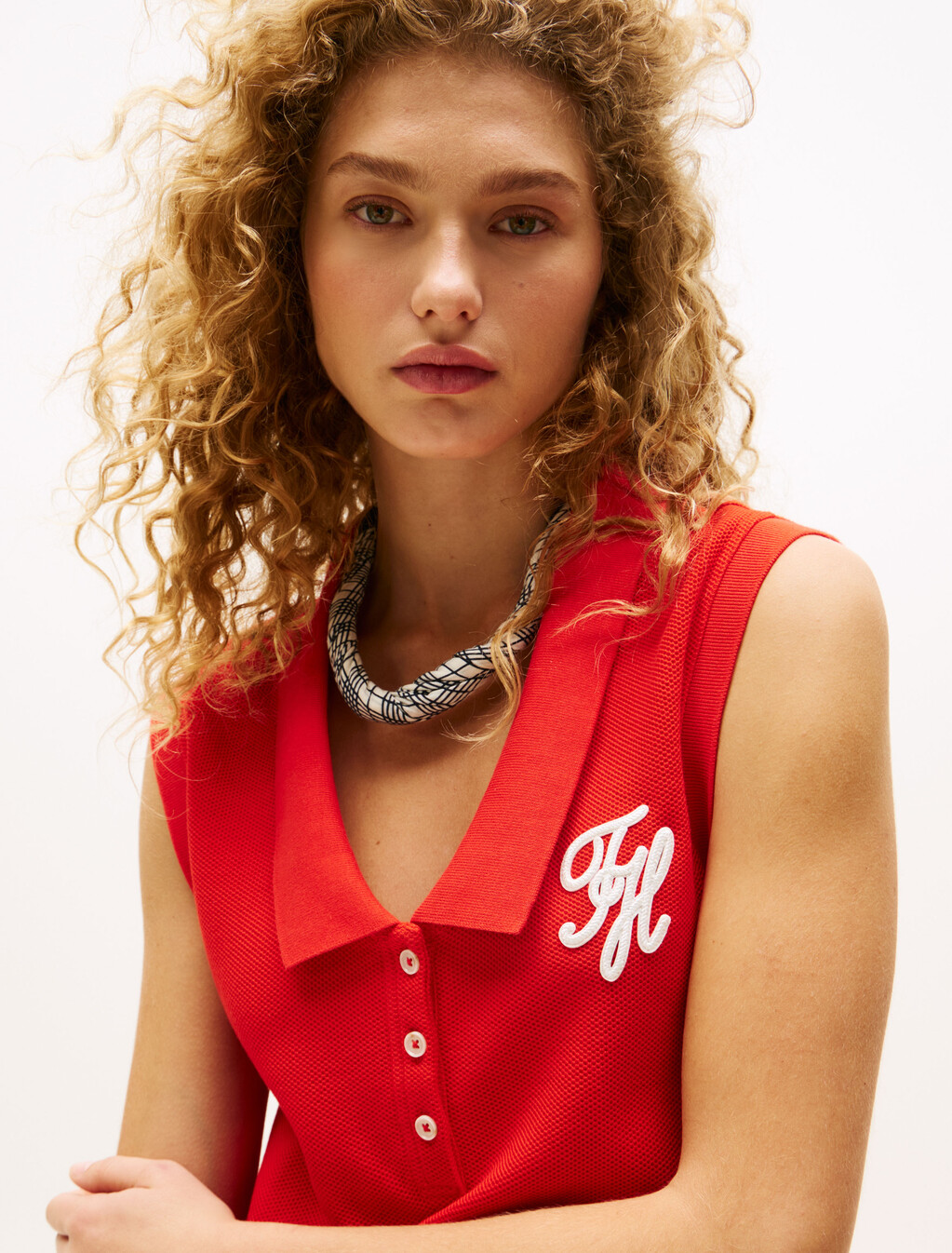 The Runway Collection Sleeveless Midi Polo Dress, Fire Red, hi-res