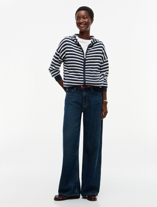 Pure Wool Slim Zip-Thru Hooded Jumper