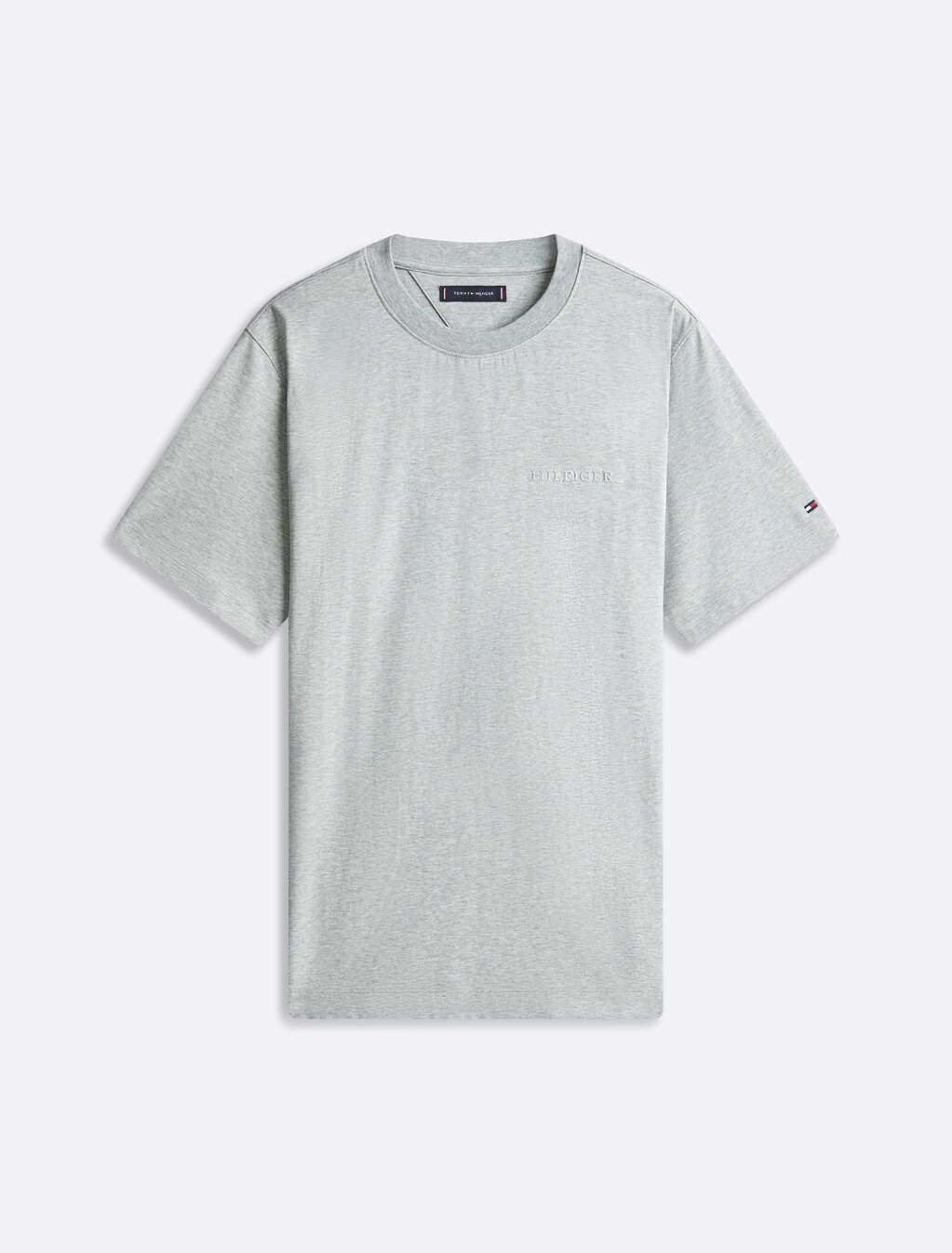 Hilfiger 壓花標誌 T 恤, Light Grey Heather, hi-res