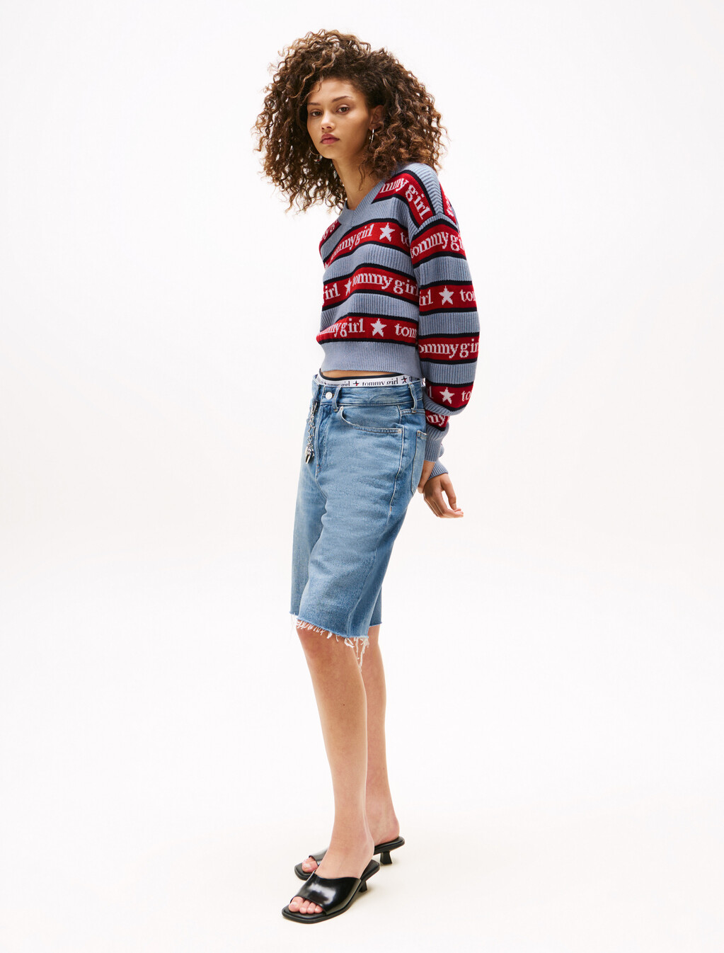 Tommy Girl 寬鬆條紋毛衣, Sweet Blue, hi-res