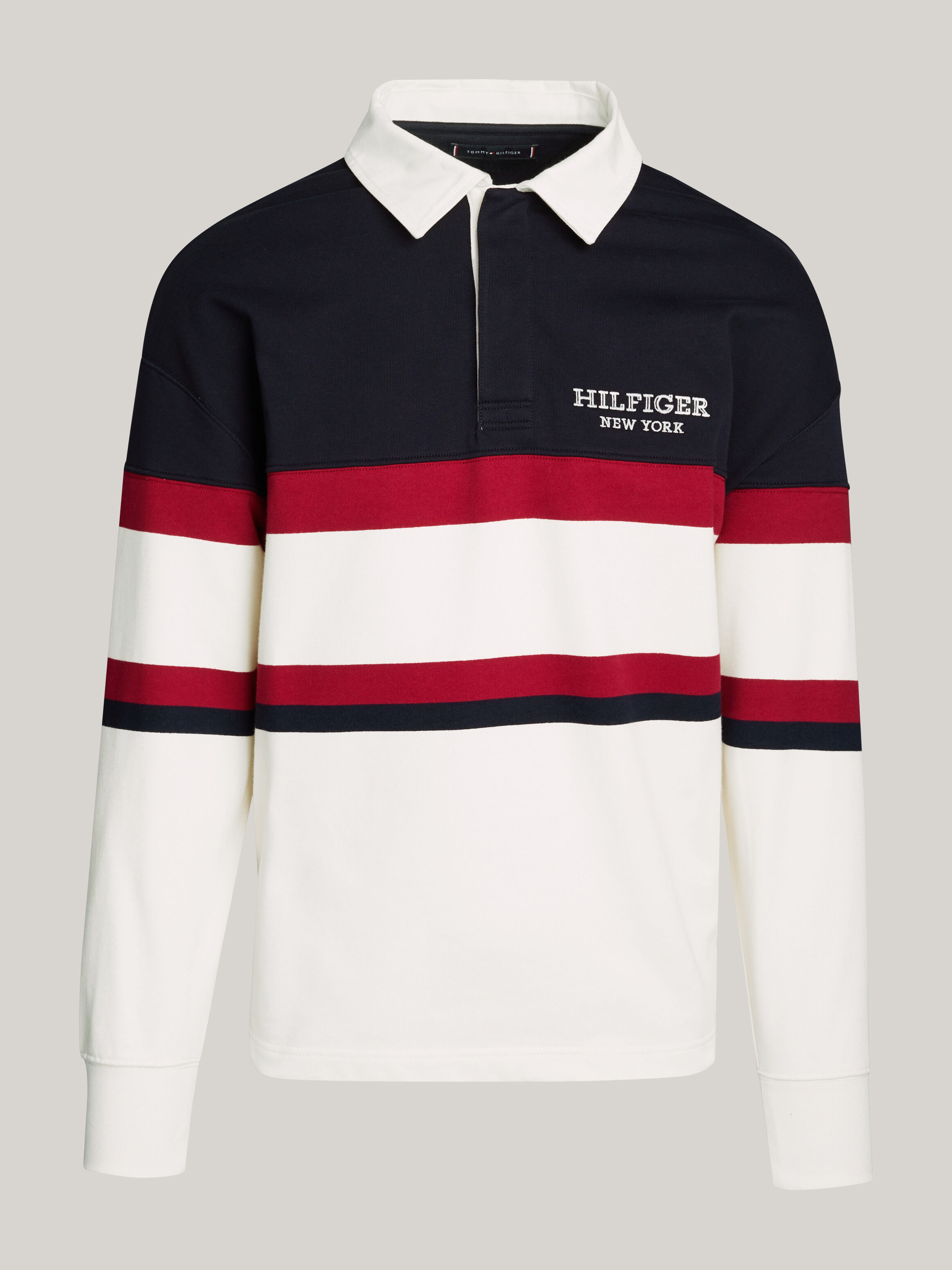 Hilfiger Monotype Colour Blocked Rugby Jumper natural Tommy Hilfiger