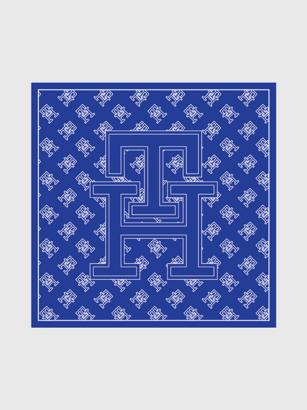 Oversized Monogram Silk Bandana Scarf, Ultra Blue, hi-res