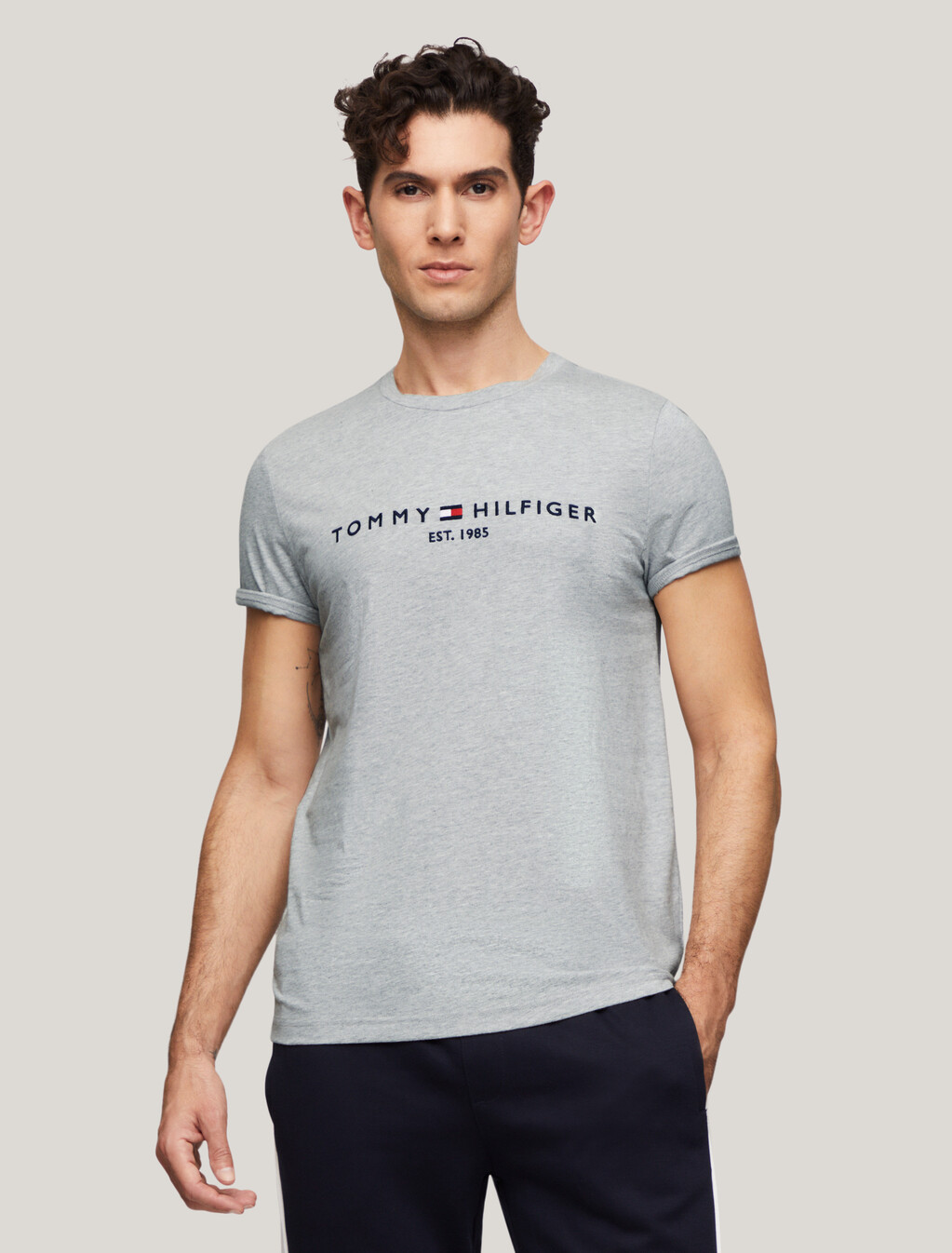 Core Tommy Logo T-Shirt, Light Grey Heather, hi-res