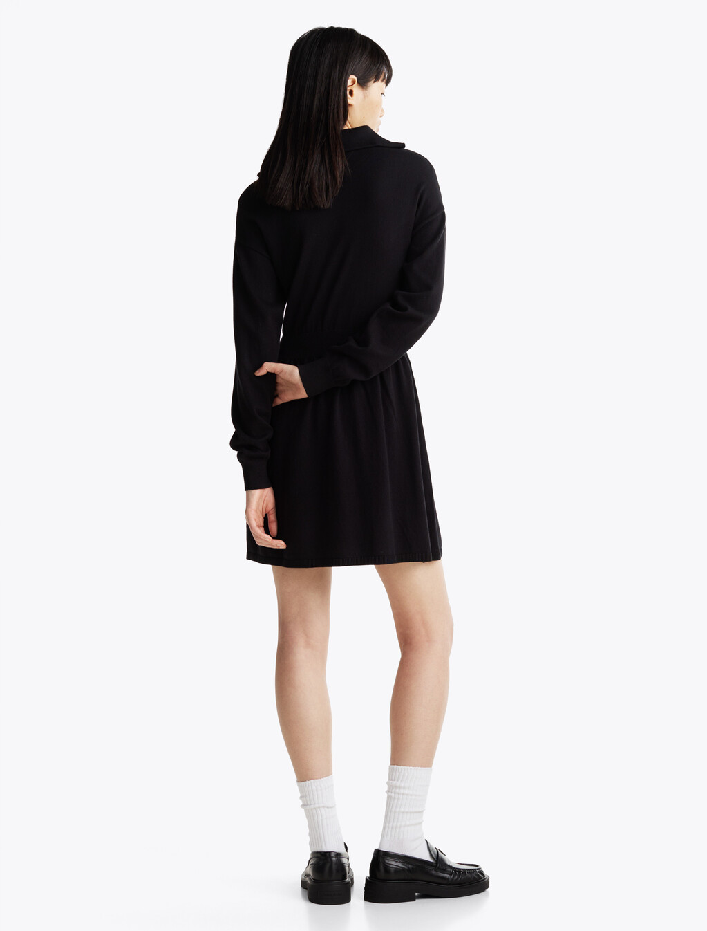 Fit And Flare Mini Jumper Dress, Black, hi-res