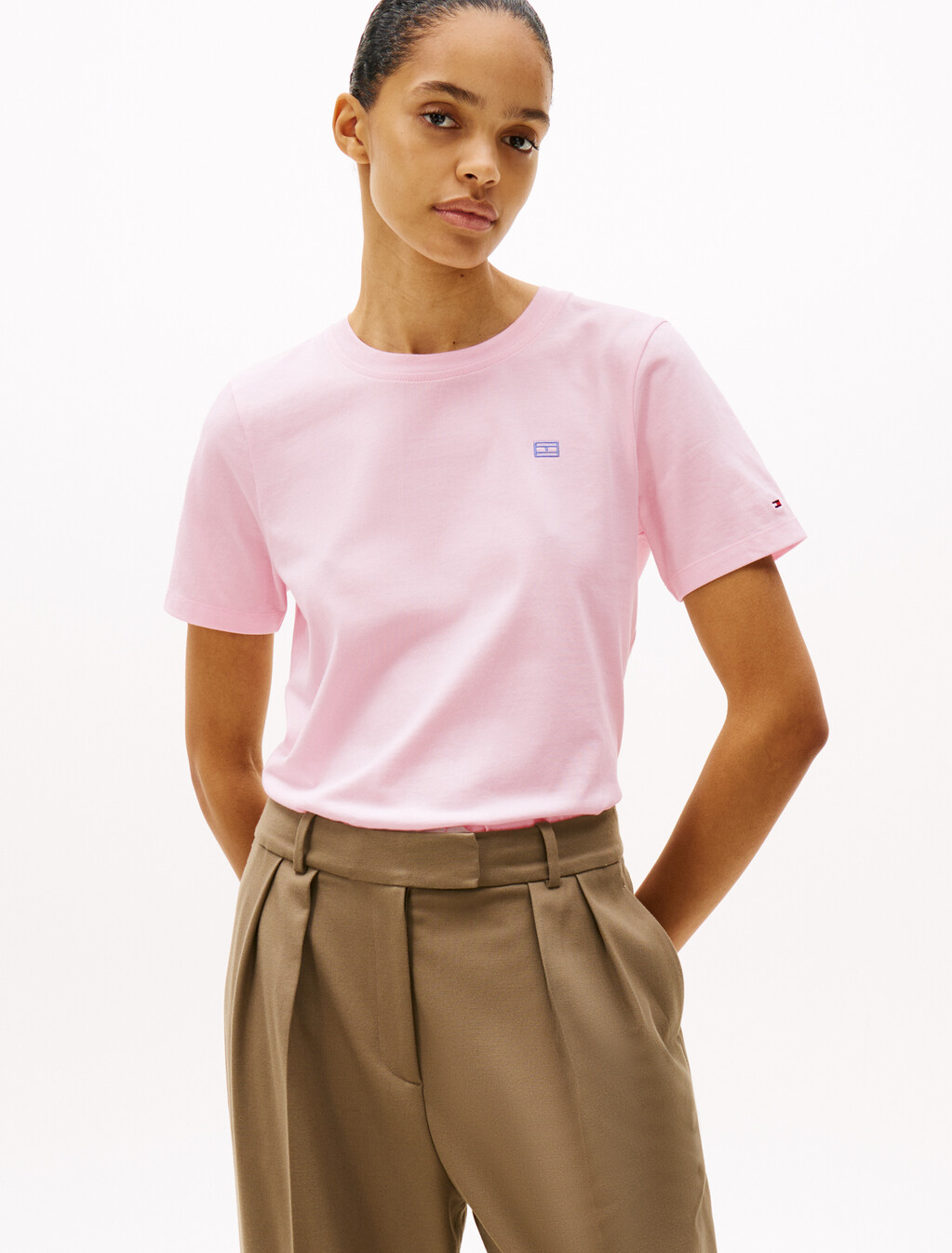 Contrast Flag T-Shirt, Light Pink, hi-res