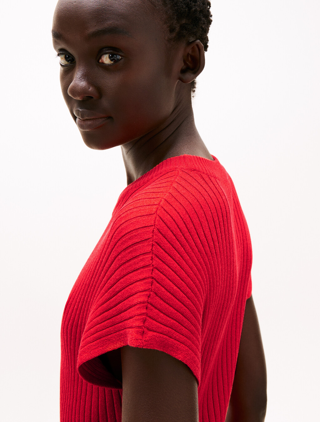 Cap Sleeve Ribbed Maxi Jumper Dress, Primary Red, hi-res