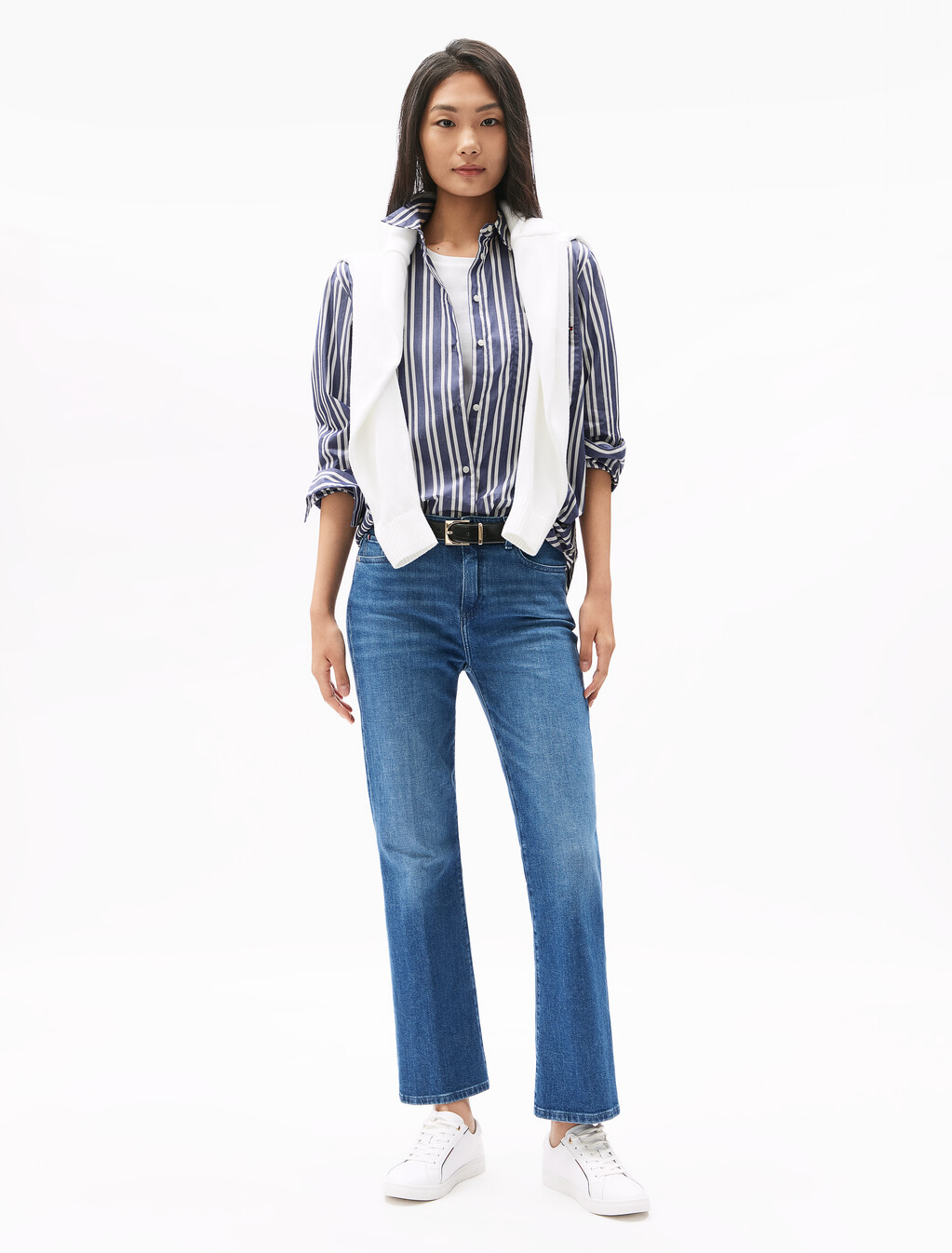 Asia Fit Essential Poplin Shirt, Marine Stp, hi-res