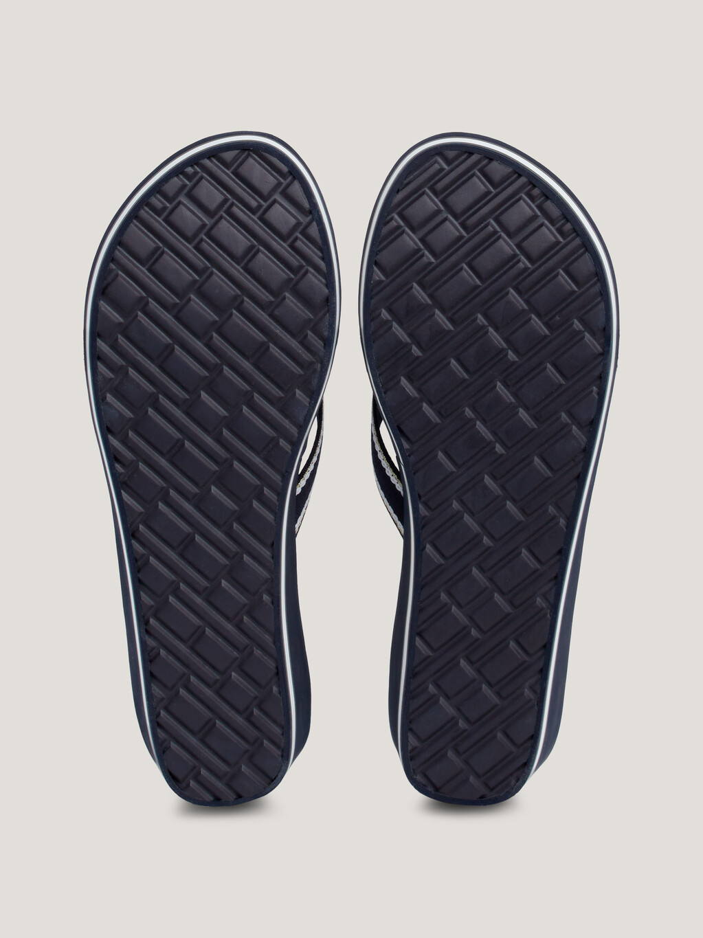 Logo繫帶坡跟沙灘涼鞋, Space Blue, hi-res
