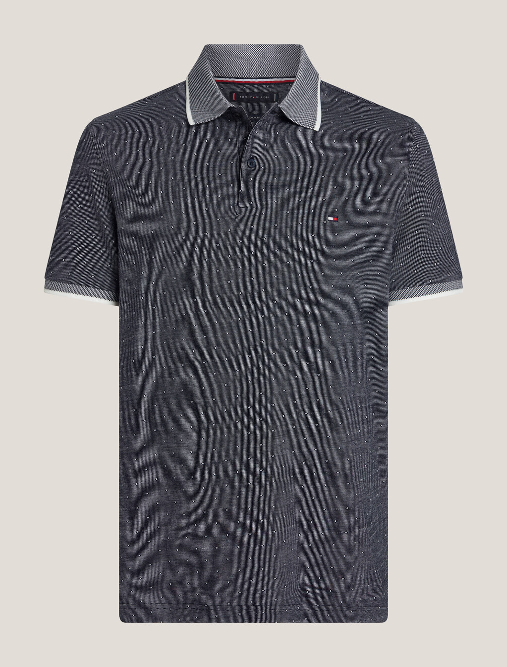 Interlock Micropattern Organic Cotton Polo, Aop Desert Sky, hi-res