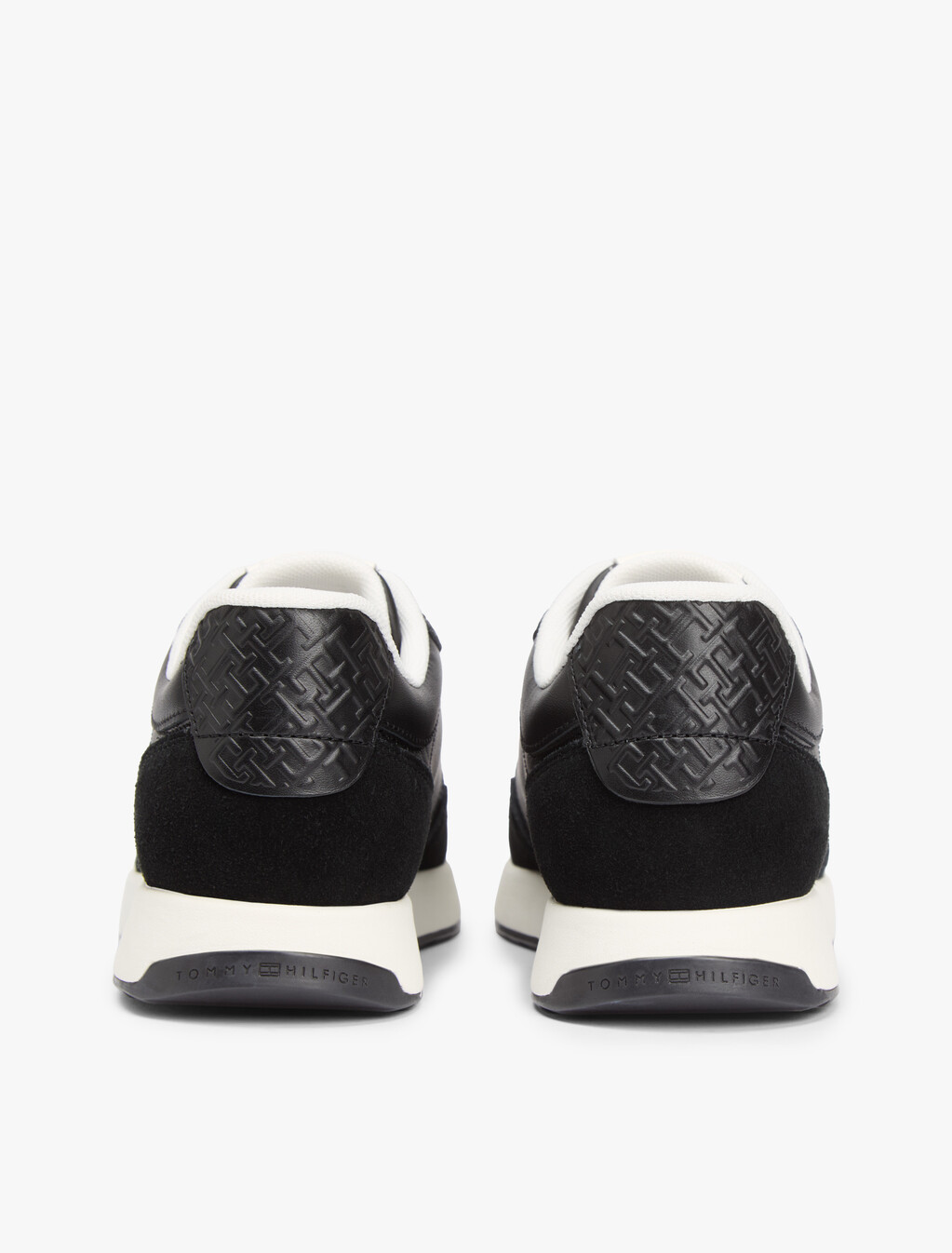 Embossed TH Monogram Leather Trainers, Black, hi-res