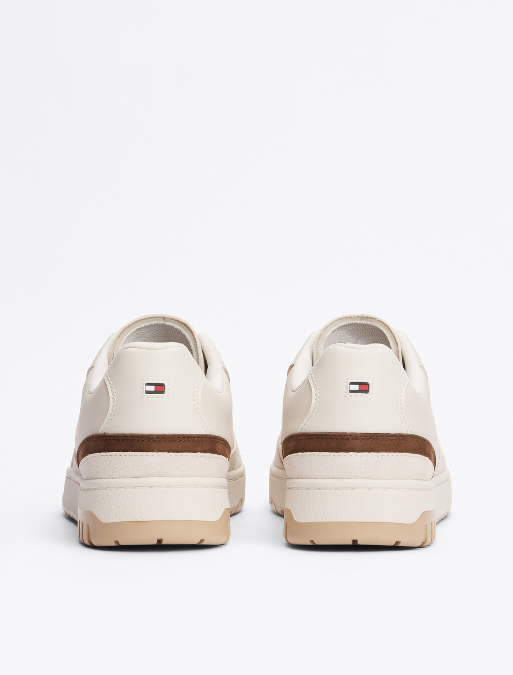 Leather Mixed Texture Basketball Trainers, Alabaster, hi-res