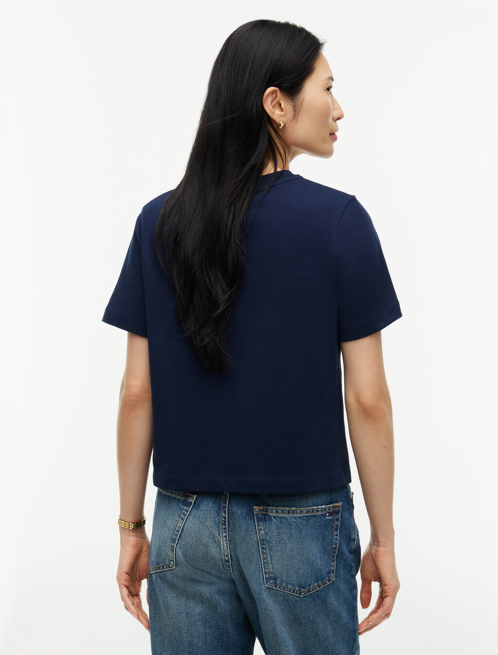 Logo Jersey Crew Neck T-Shirt, Dark Blue, hi-res