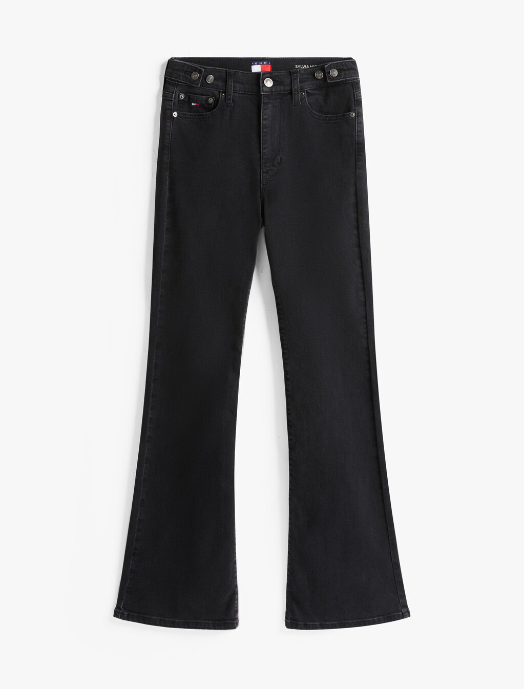 Sylvia 高腰喇叭牛仔褲, Denim Washed Black Black, hi-res