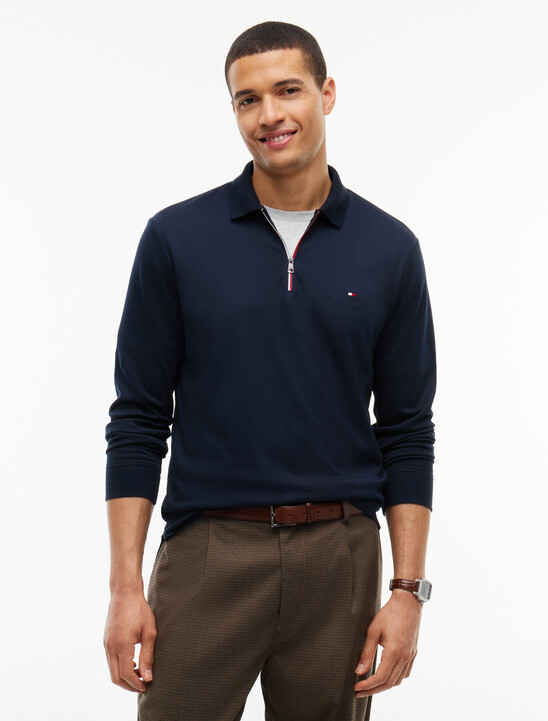 Fluid Cotton Long Sleeve Polo Shirt
