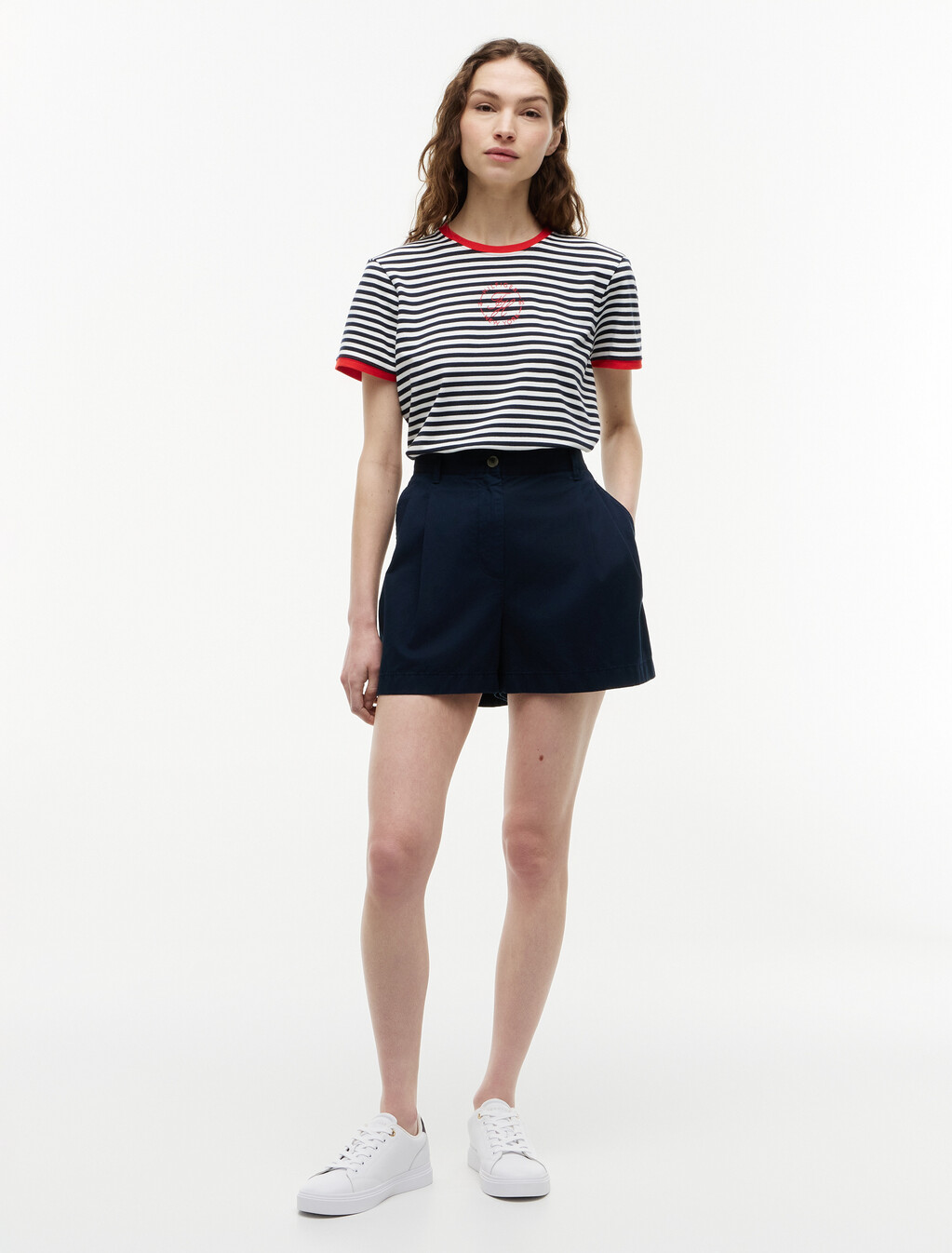 Logo Embroidery Ringer T-Shirt, Breton Stripe Dark Night Navy/Ecru, hi-res