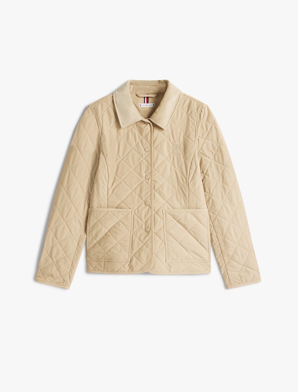 Crest Embroidery Padded Quilted Slim Jacket, Silt, hi-res