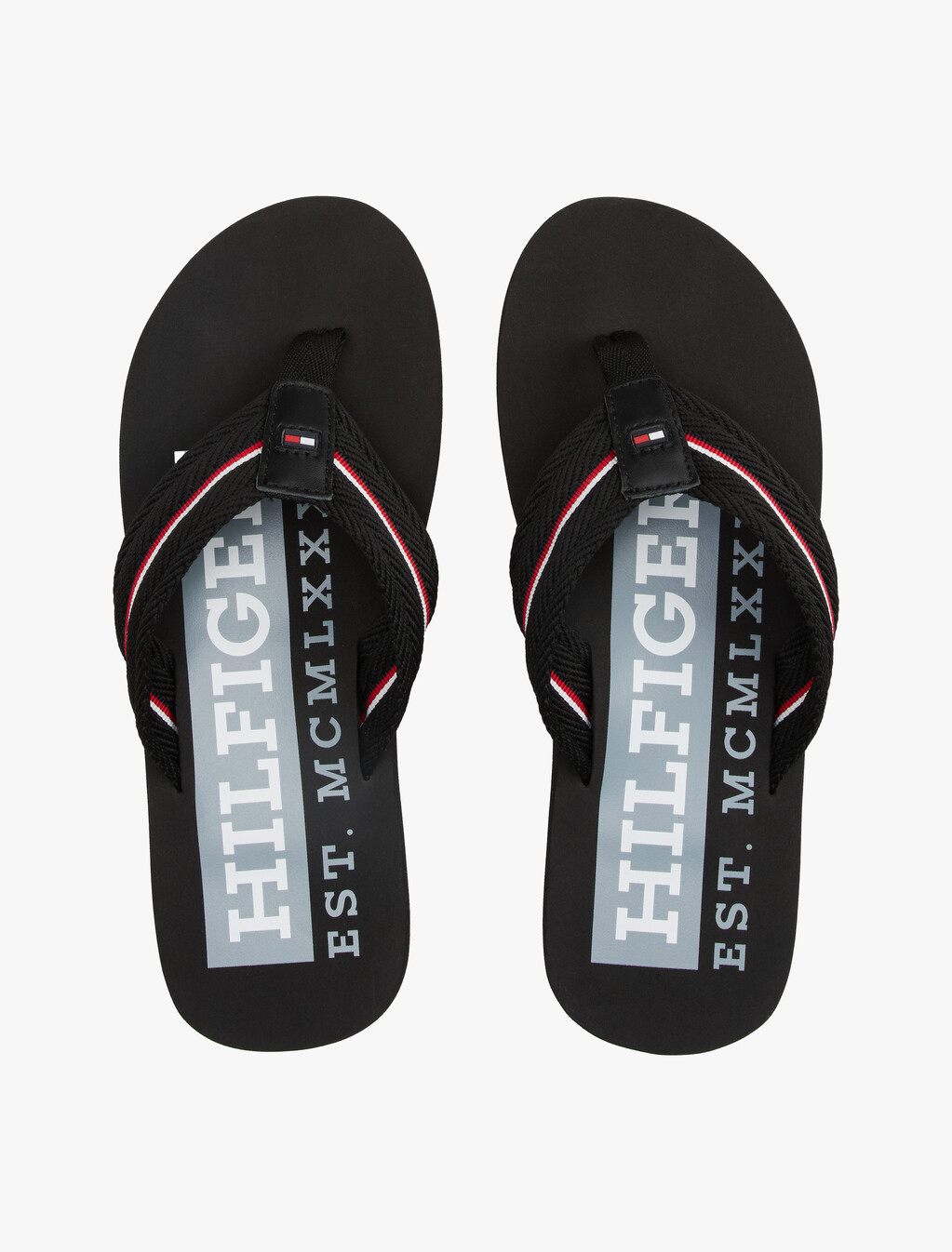 Signature Tape Webbing Flip-Flops, Black, hi-res