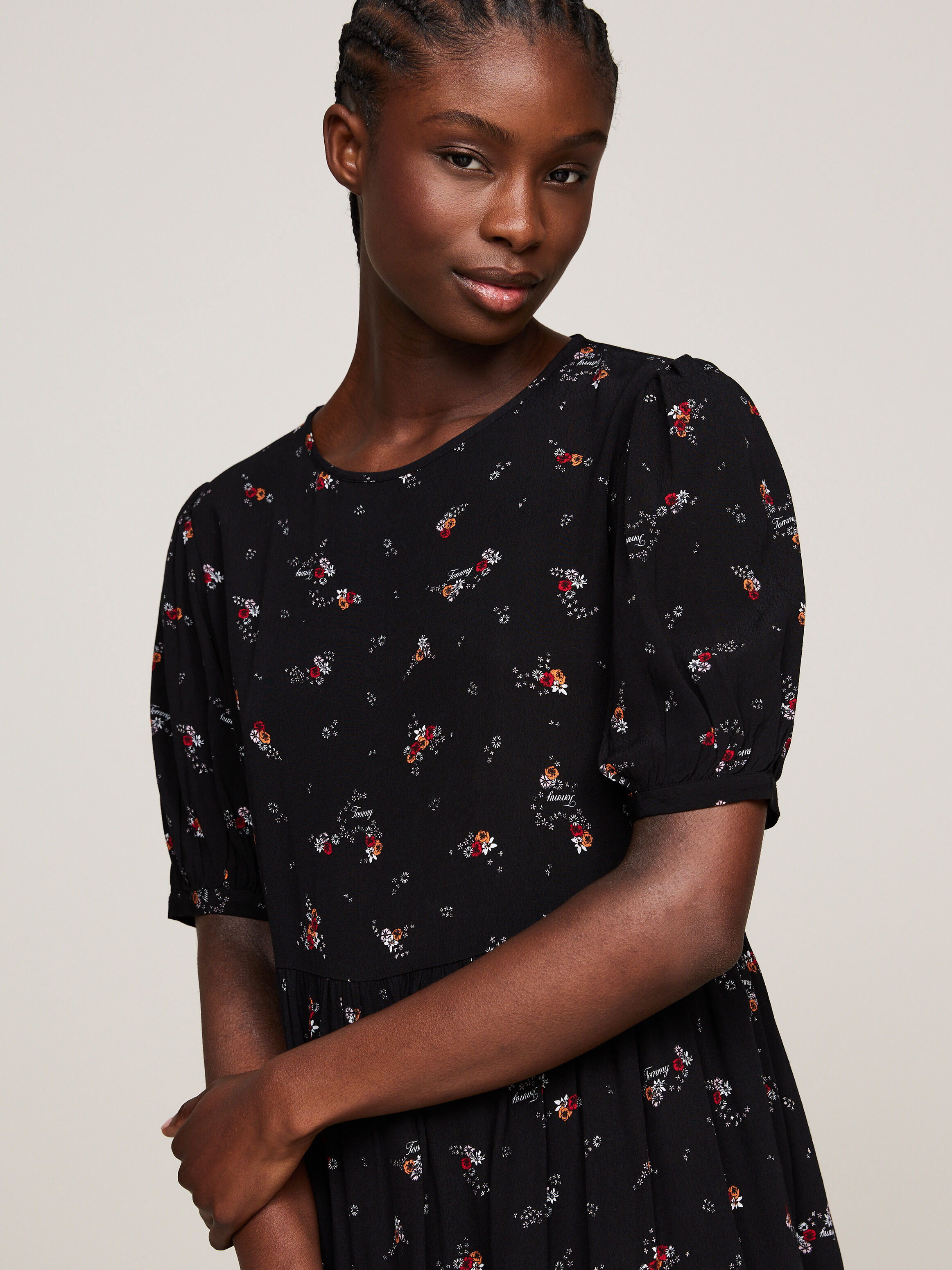 Tiered Floral Print Knee Length Dress black Tommy Hilfiger Hong Kong