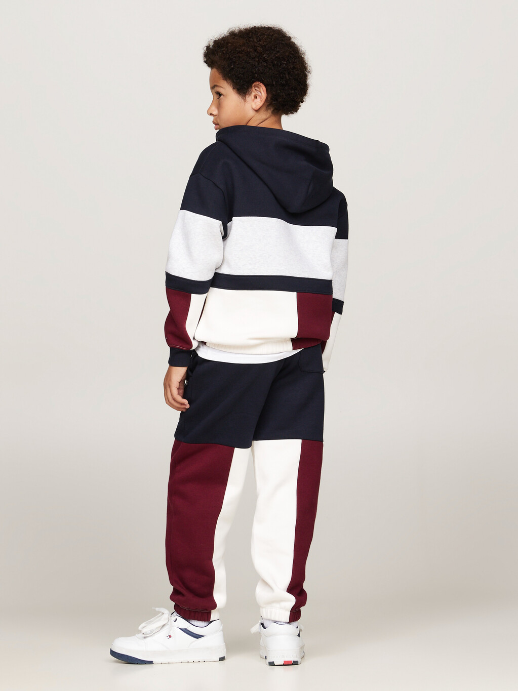 Colour-Blocked Quarter-Zip Hoody, Red White Blue, hi-res