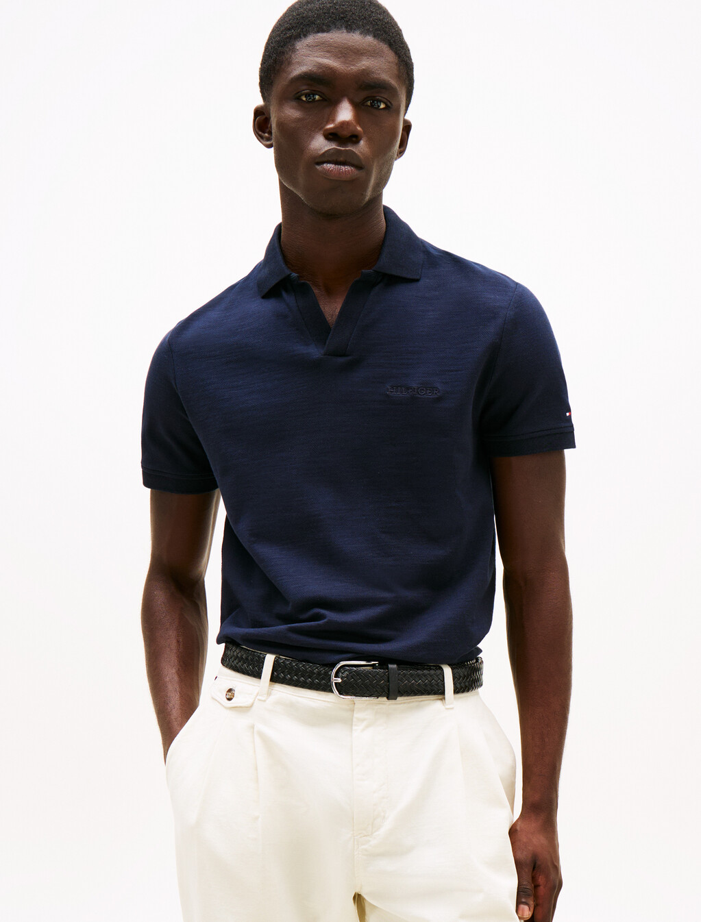 Cotton Linen Terry Polo, Desert Sky, hi-res