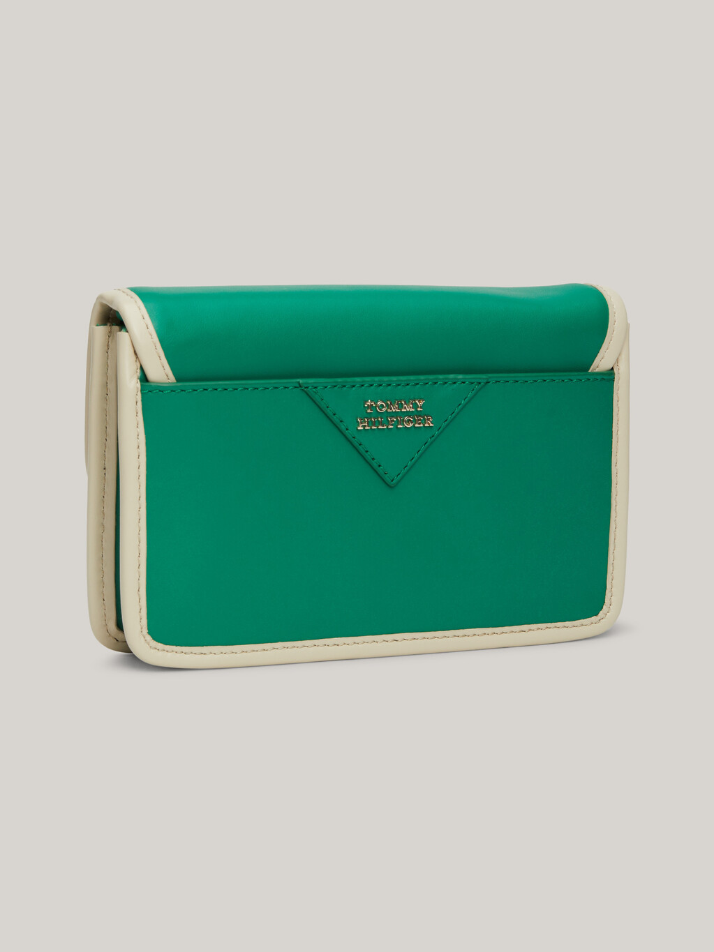 Push Lock Leather Crossover Bag, Olympic Green / Ecru, hi-res