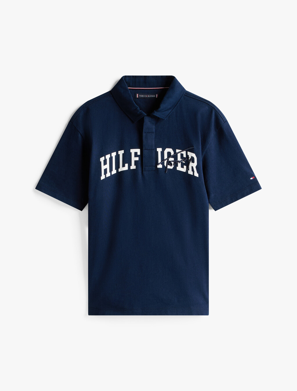 男童裝復刻風混合圖案 Polo 衫, Dark Night Navy, hi-res