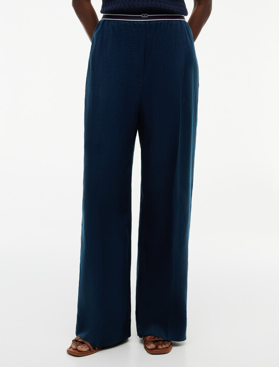 Pure Linen Twill Straight Pants