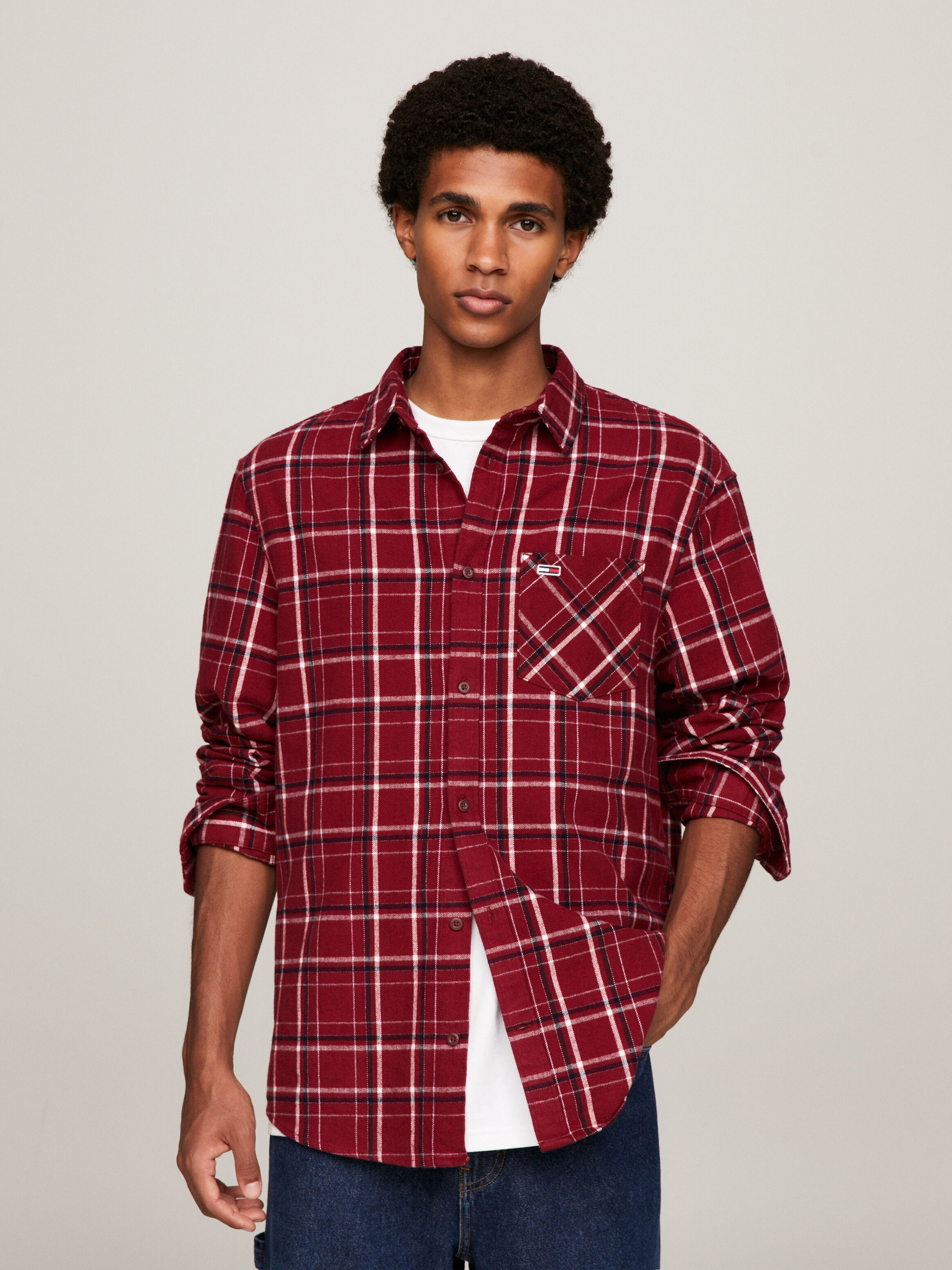 Classic Fit Brushed Check Shirt | red | Tommy Hilfiger Hong Kong