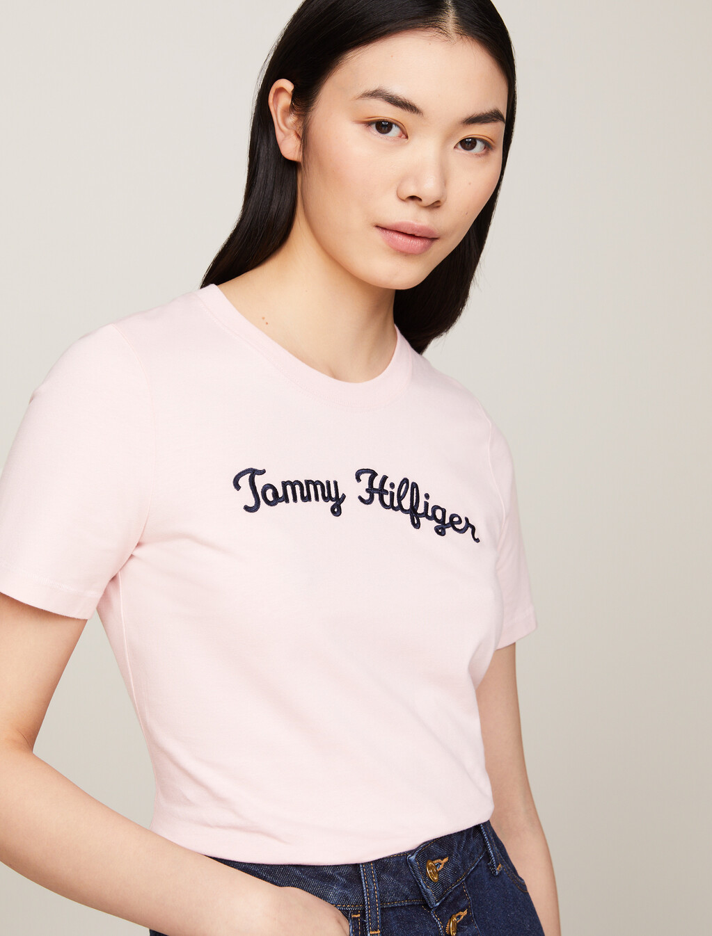 Script Logo Embroidery T-Shirt, Delicate Pink, hi-res