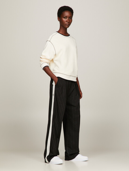 Pinstripe Straight Leg Relaxed Fit Trousers