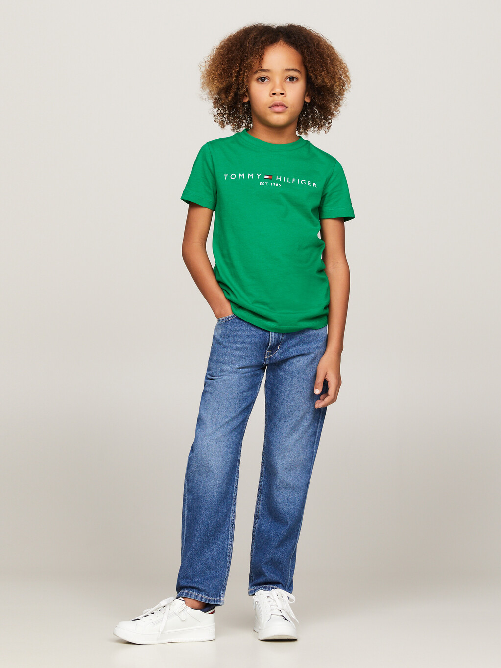 Essential 標誌平紋 T 恤, Olympic Green, hi-res