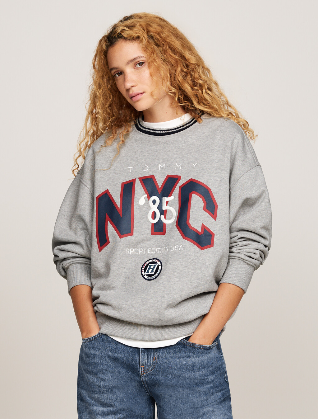 Tommy Jeans x Game Day 衛衣, Lt Grey Htr, hi-res