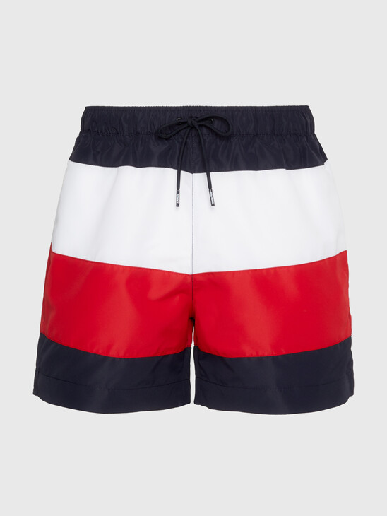 Global Stripe Recycled Mid Length Swim Shorts