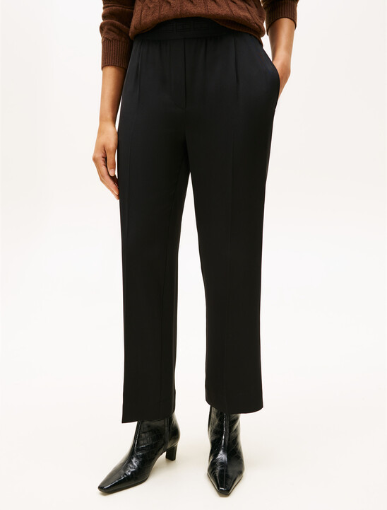Viscose Twill Pull On Wide Leg Pant