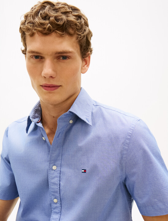 Flex Poplin Houndstooth Short Sleeve Shirt